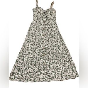 AUW green floral spaghetti strap dress,size S